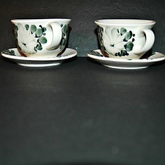 Vintage Polish Cups and Saucers Hand Made and Painted Floral Makers Stamp - Picture 6 of 7